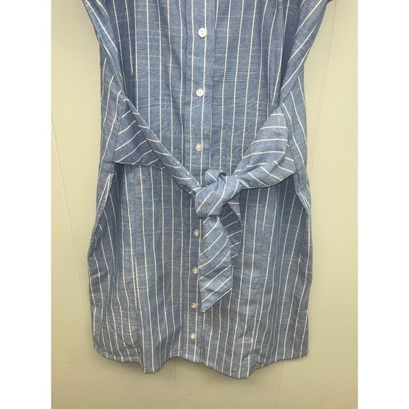 Anthropologie THML‎ Striped Button Down Embroidery Mini Dress Size XS - Picture 4 of 7